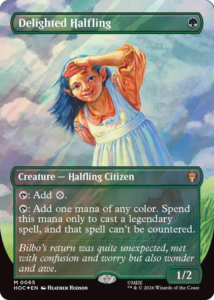 Delighted Halfling (Borderless) (Surge Foil) [The Hobbit] | I Want That Stuff Brandon