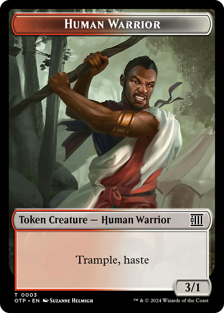 Treasure // Human Warrior Double-Sided Token [Outlaws of Thunder Junction Tokens] | I Want That Stuff Brandon