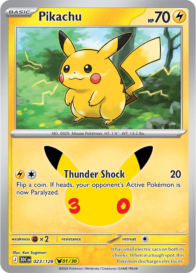 Pikachu (023/128) [Mega Evolution: 30th Celebration] | I Want That Stuff Brandon