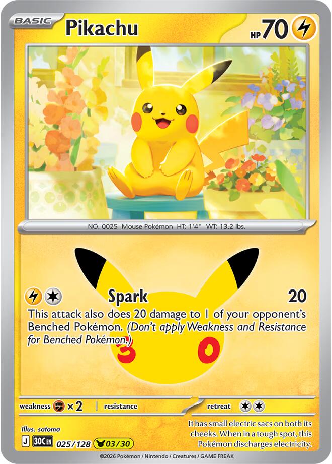 Pikachu (025/128) [Mega Evolution: 30th Celebration] | I Want That Stuff Brandon