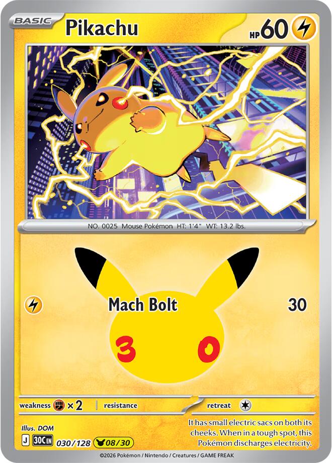 Pikachu (030/128) [Mega Evolution: 30th Celebration] | I Want That Stuff Brandon