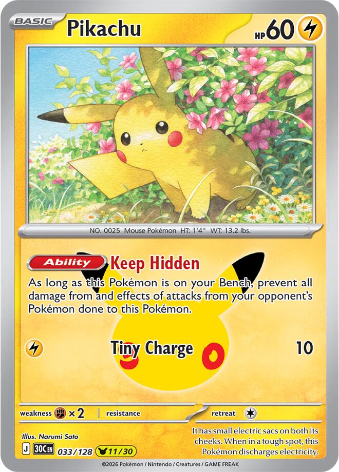 Pikachu (033/128) [Mega Evolution: 30th Celebration] | I Want That Stuff Brandon