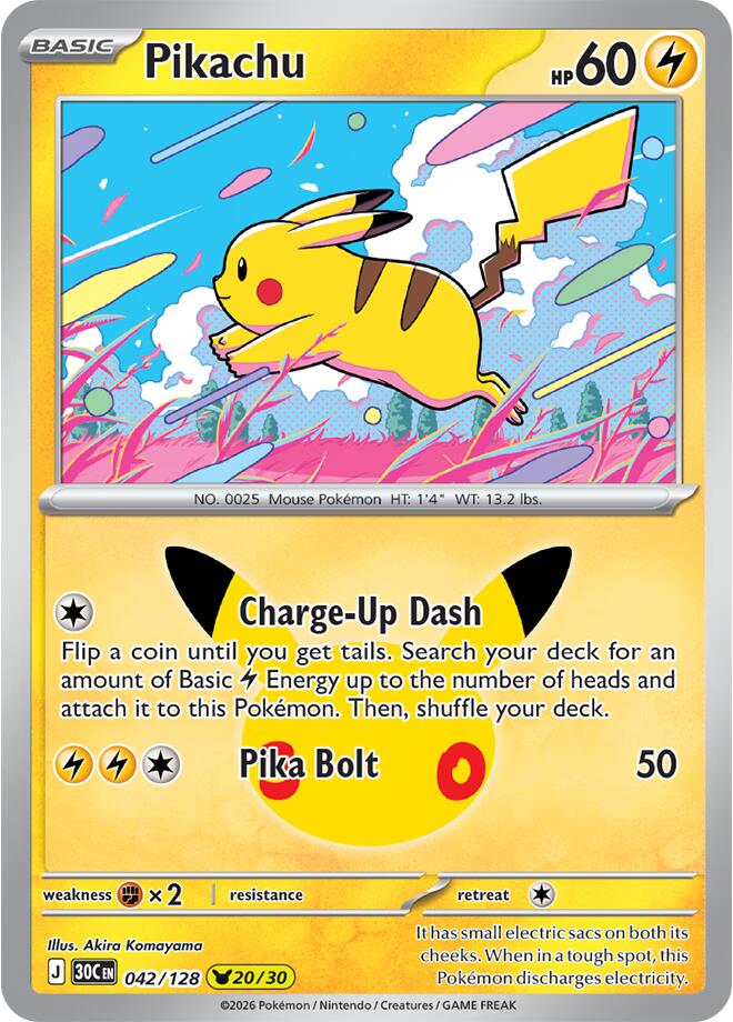 Pikachu (042/128) [Mega Evolution: 30th Celebration] | I Want That Stuff Brandon