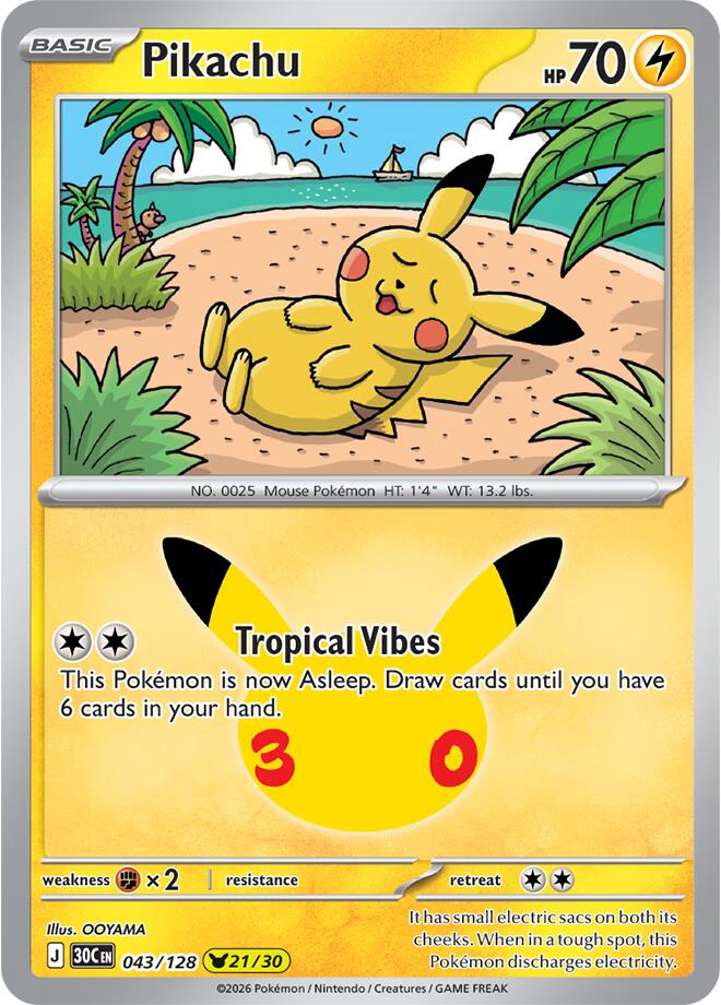 Pikachu (043/128) [Mega Evolution: 30th Celebration] | I Want That Stuff Brandon