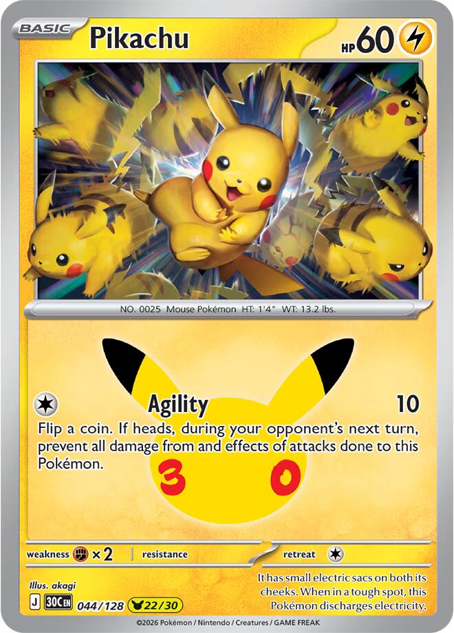 Pikachu (044/128) [Mega Evolution: 30th Celebration] | I Want That Stuff Brandon