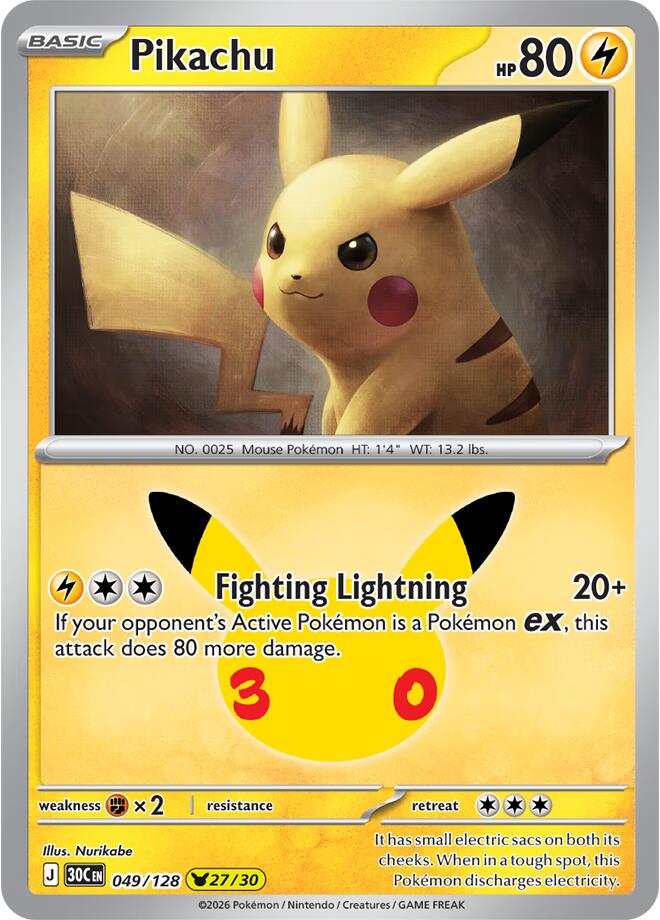 Pikachu (049/128) [Mega Evolution: 30th Celebration] | I Want That Stuff Brandon