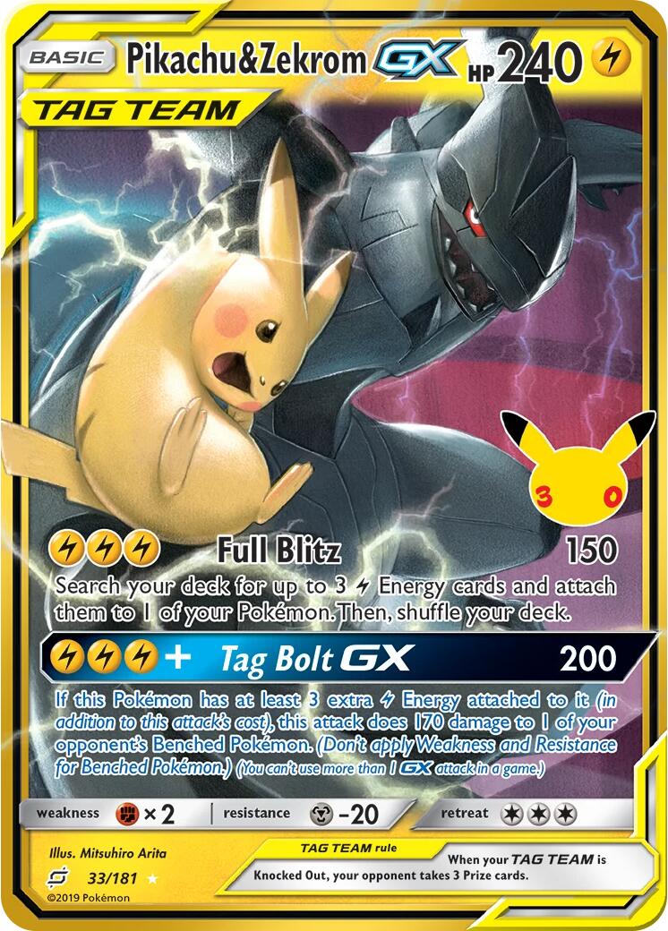 Pikachu & Zekrom GX (33/181) [Mega Evolution: 30th Celebration] | I Want That Stuff Brandon