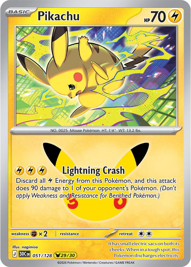 Pikachu (051/128) [Mega Evolution: 30th Celebration] | I Want That Stuff Brandon
