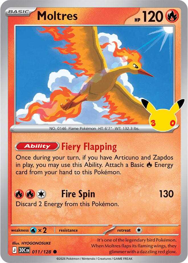 Moltres (011/128) [Mega Evolution: 30th Celebration] | I Want That Stuff Brandon