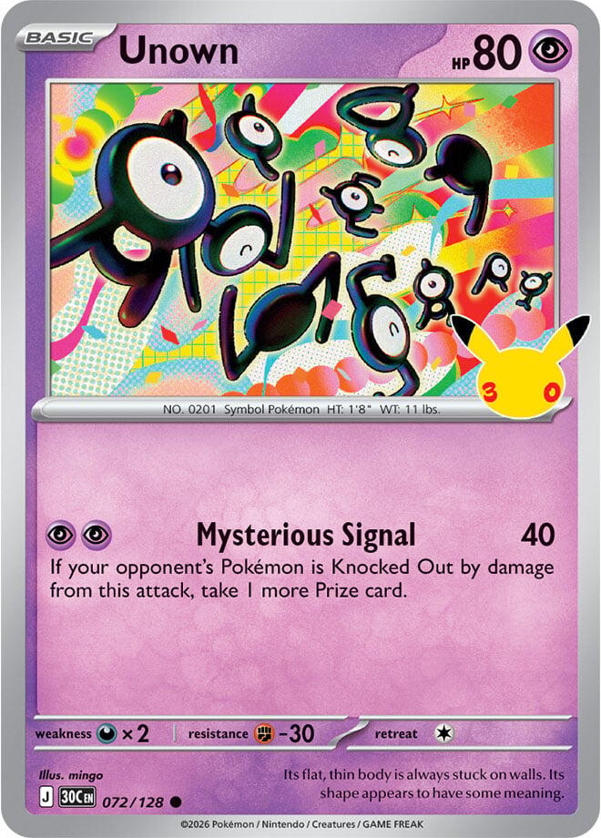 Unown (072/128) [Mega Evolution: 30th Celebration] | I Want That Stuff Brandon