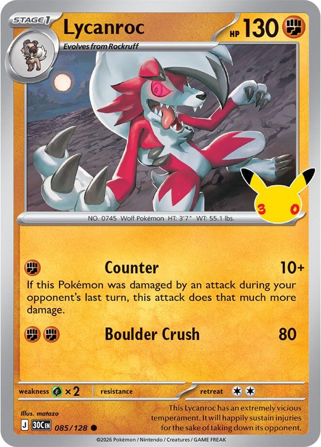 Lycanroc (085/128) [Mega Evolution: 30th Celebration] | I Want That Stuff Brandon