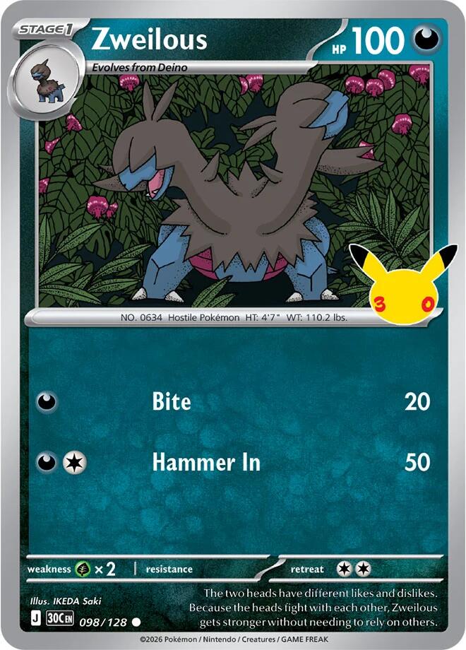 Zweilous (098/128) [Mega Evolution: 30th Celebration] | I Want That Stuff Brandon