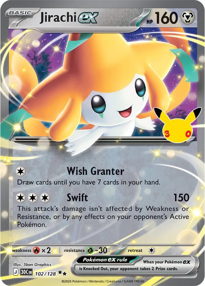 Jirachi ex (102/128) [Mega Evolution: 30th Celebration] | I Want That Stuff Brandon