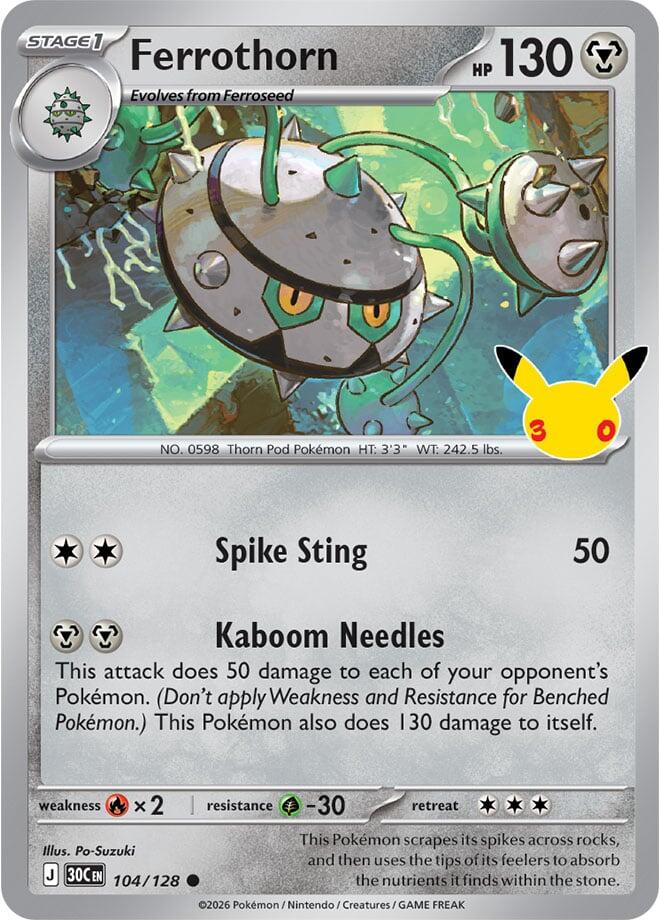 Ferrothorn (104/128) [Mega Evolution: 30th Celebration] | I Want That Stuff Brandon