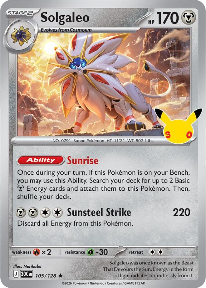 Solgaleo (105/128) [Mega Evolution: 30th Celebration] | I Want That Stuff Brandon