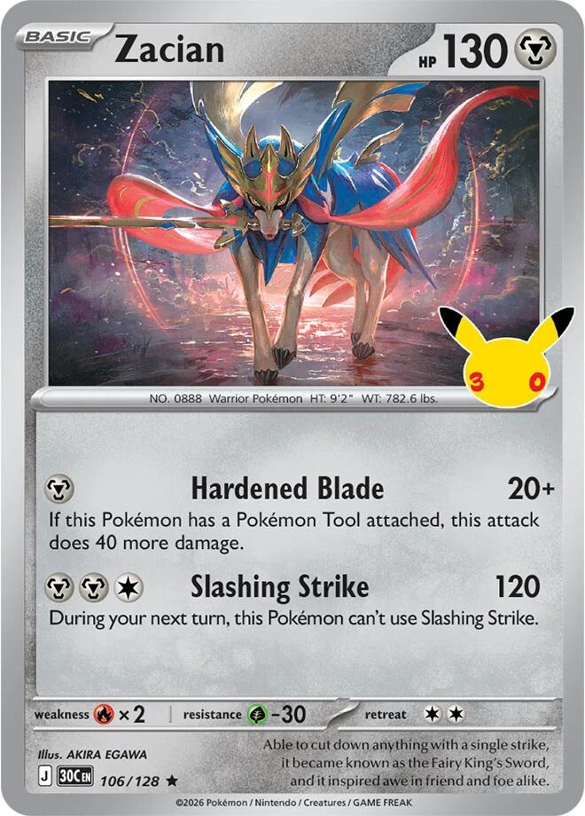 Zacian (106/128) [Mega Evolution: 30th Celebration] | I Want That Stuff Brandon