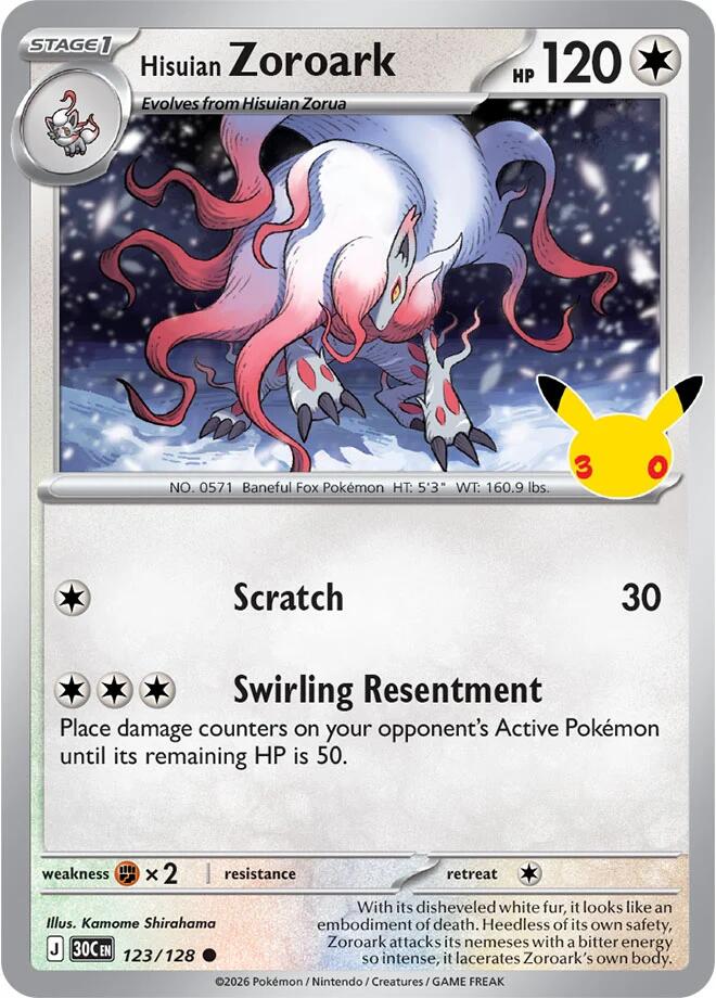 Hisuian Zoroark (123/128) [Mega Evolution: 30th Celebration] | I Want That Stuff Brandon