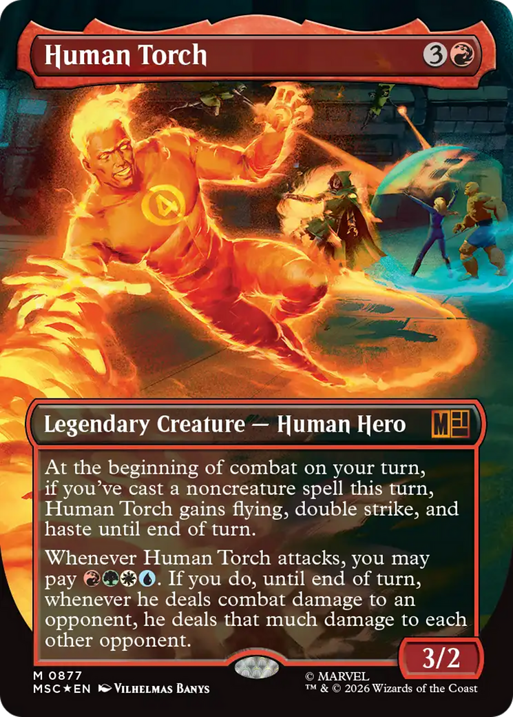 Human Torch (Borderless) (Surge Foil) [Marvel Super Heroes Commander] | I Want That Stuff Brandon
