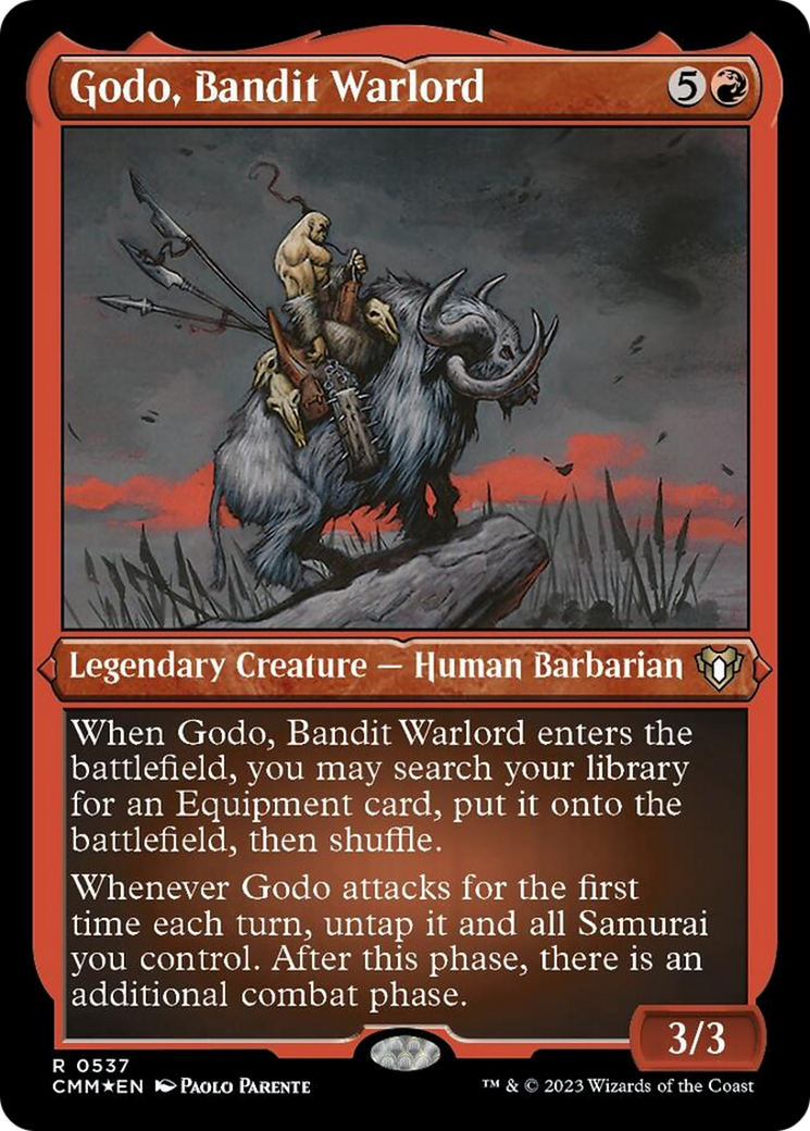 Godo, Bandit Warlord (Foil Etched) [Commander Masters] | I Want That Stuff Brandon