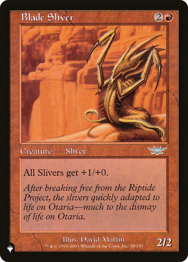 Blade Sliver [The List Reprints] | I Want That Stuff Brandon