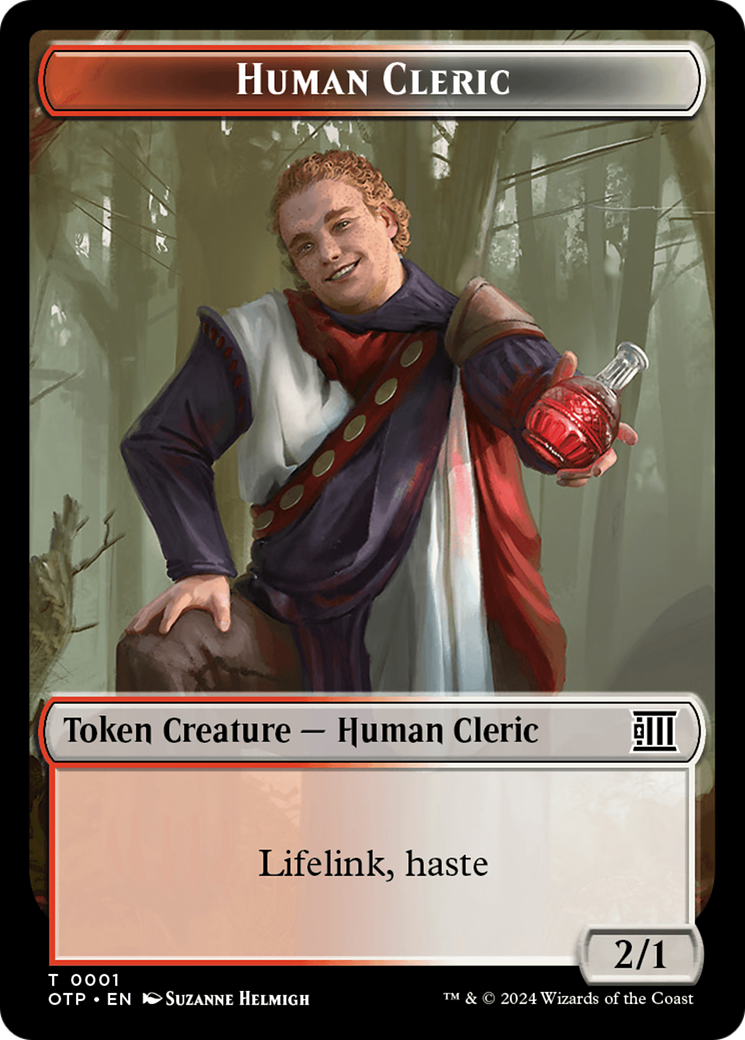 Treasure // Human Cleric Double-Sided Token [Outlaws of Thunder Junction Tokens] | I Want That Stuff Brandon