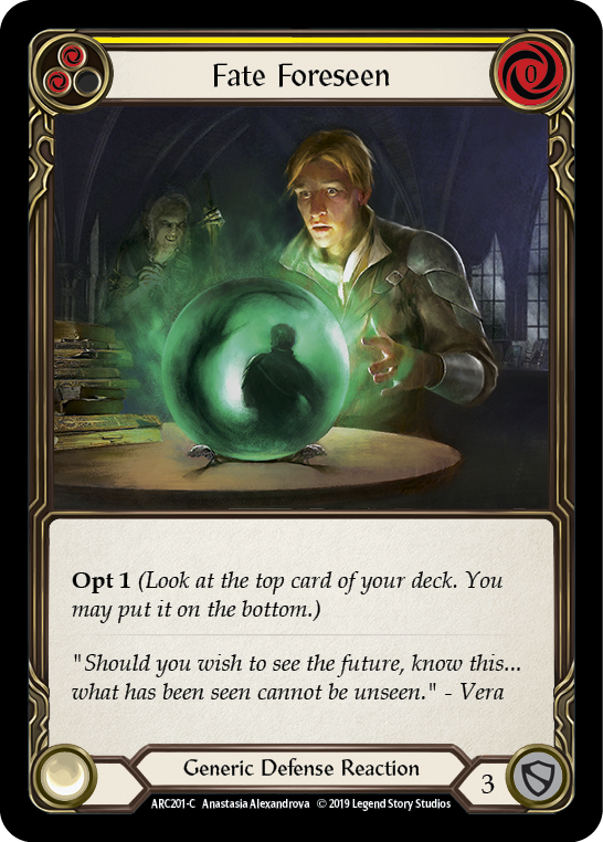 Fate Foreseen (Yellow) [ARC201-C] (Arcane Rising)  1st Edition Normal | I Want That Stuff Brandon