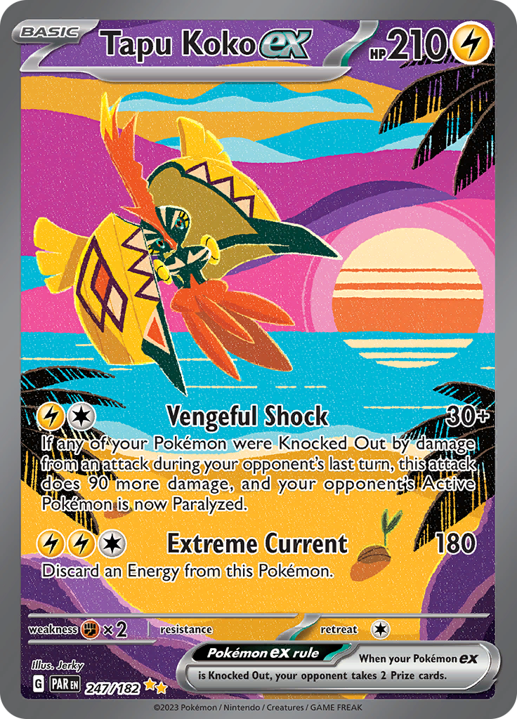 Tapu Koko ex (247/182) [Scarlet & Violet: Paradox Rift] | I Want That Stuff Brandon