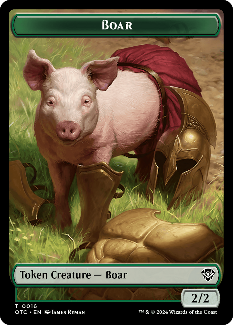 Boar // Manifest Double-Sided Token [Outlaws of Thunder Junction Commander Tokens] | I Want That Stuff Brandon