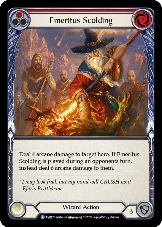 Emeritus Scolding (Red) [EVR125] (Everfest)  1st Edition Rainbow Foil | I Want That Stuff Brandon