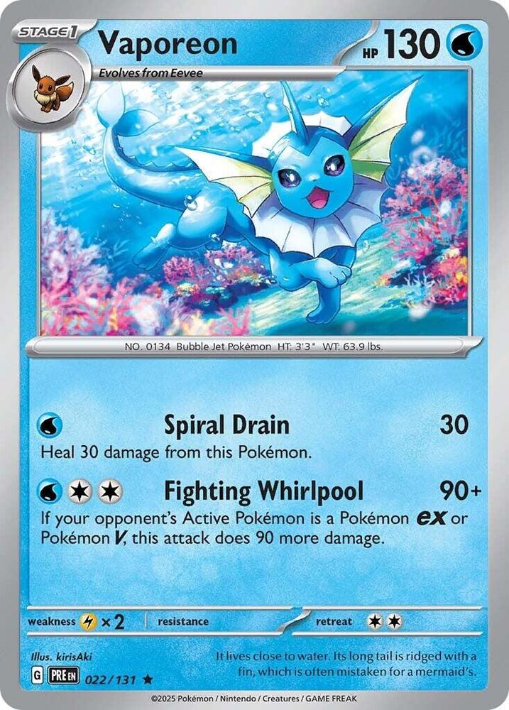 Vaporeon (022/131) [Scarlet & Violet: Prismatic Evolutions] | I Want That Stuff Brandon