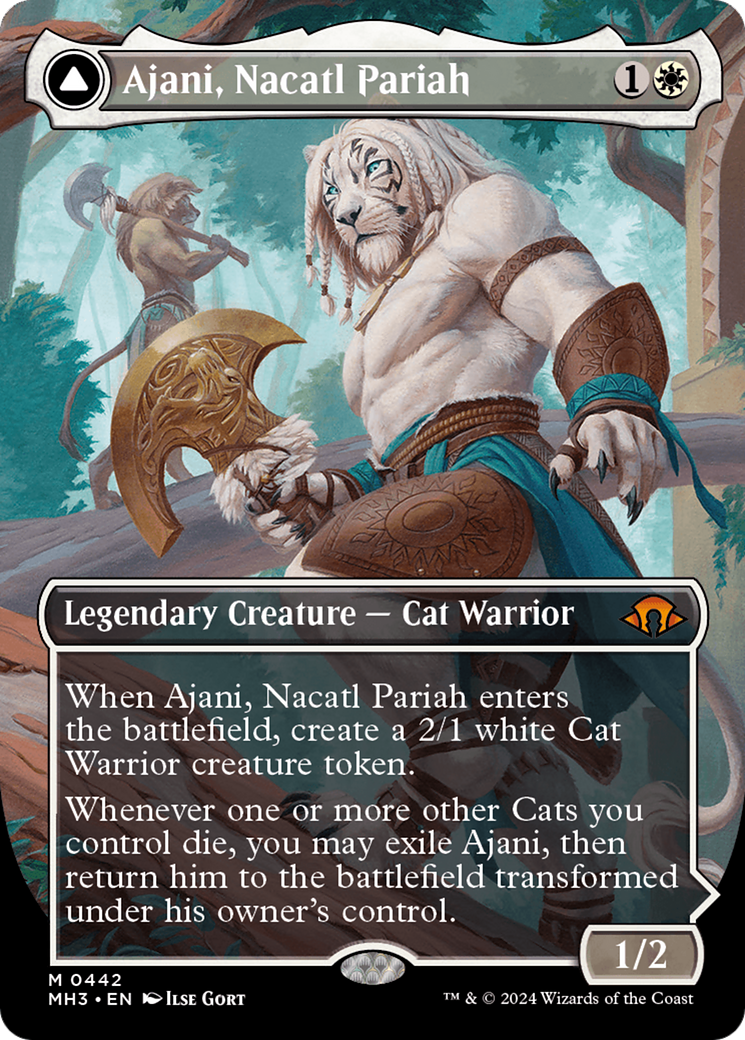 Ajani, Nacatl Pariah // Ajani, Nacatl Avenger (Borderless) [Modern Horizons 3] | I Want That Stuff Brandon