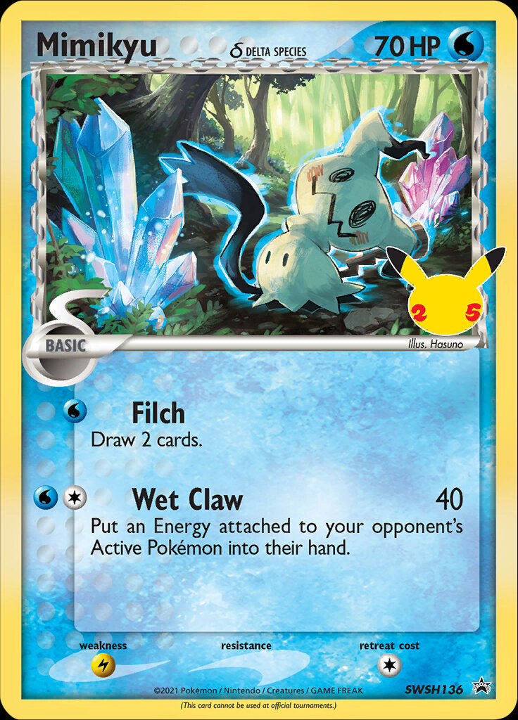 Mimikyu (SWSH136) (Delta Species) (Celebrations) [Sword & Shield: Black Star Promos] | I Want That Stuff Brandon