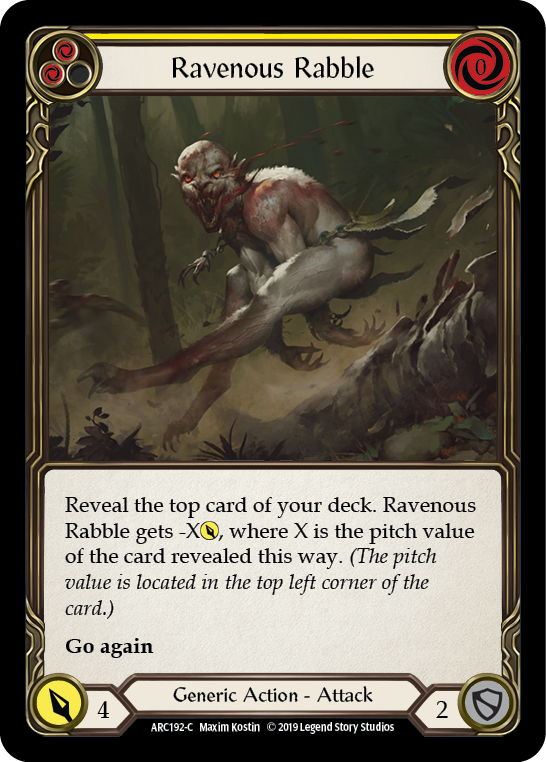 Ravenous Rabble (Yellow) [ARC192-C] (Arcane Rising)  1st Edition Normal | I Want That Stuff Brandon