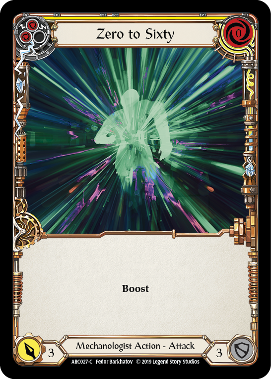 Zero to Sixty (Yellow) [ARC027-C] (Arcane Rising)  1st Edition Rainbow Foil | I Want That Stuff Brandon