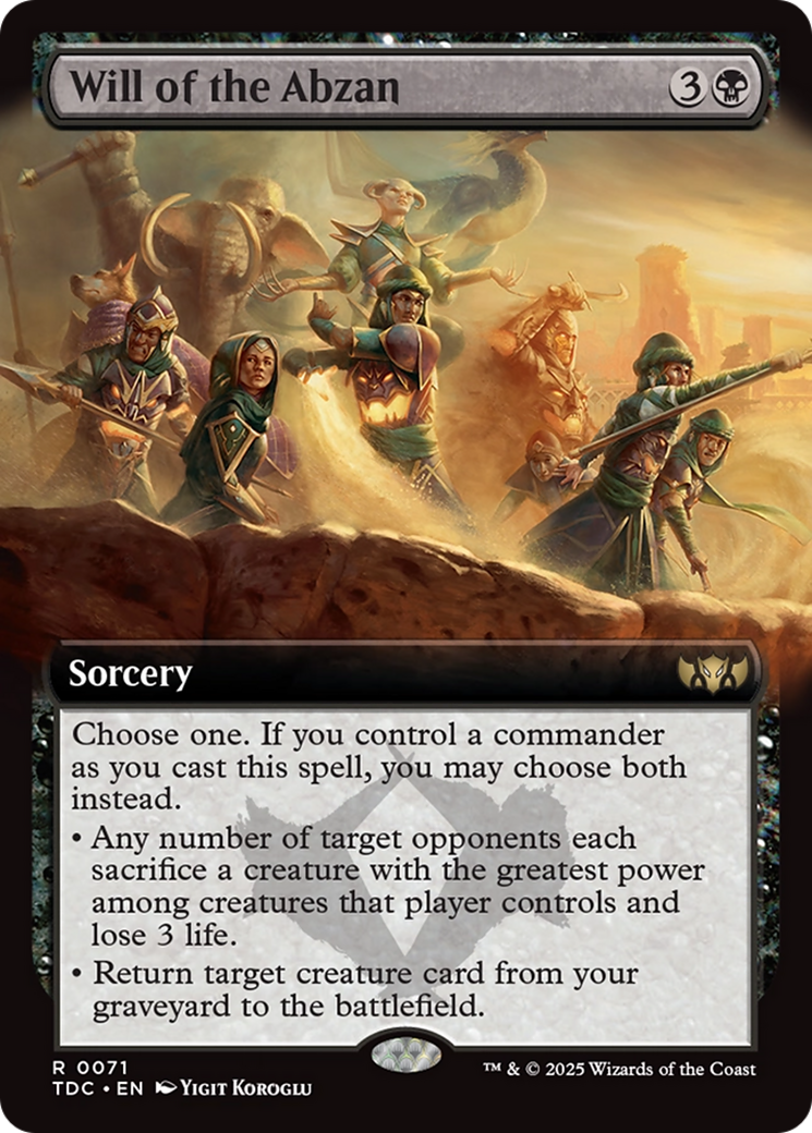 Will of the Abzan (Extended Art) [Tarkir: Dragonstorm Commander] | I Want That Stuff Brandon