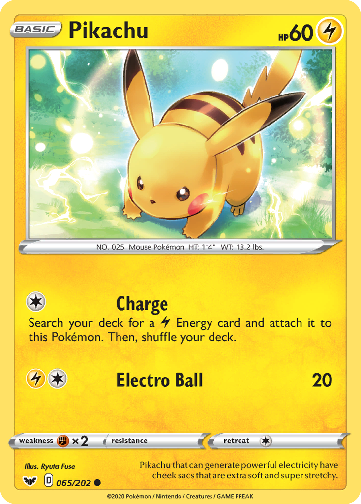 Pikachu (065/202) [Sword & Shield: Base Set] | I Want That Stuff Brandon