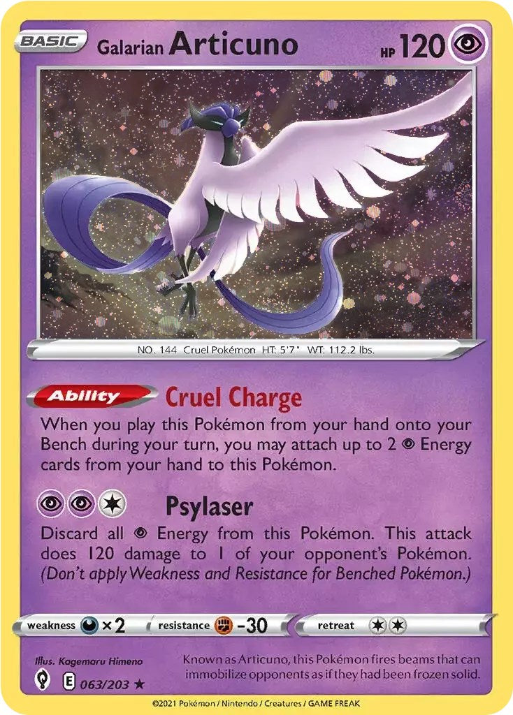 Galarian Articuno (063/203) (Cosmos Holo) [Sword & Shield: Evolving Skies] | I Want That Stuff Brandon