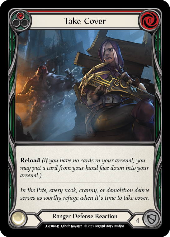 Take Cover (Red) [ARC048-R] (Arcane Rising)  1st Edition Rainbow Foil | I Want That Stuff Brandon