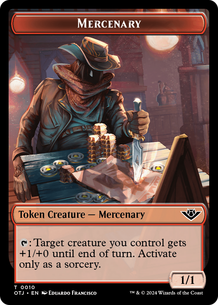 Mercenary // Clue Double-Sided Token [Outlaws of Thunder Junction Tokens] | I Want That Stuff Brandon