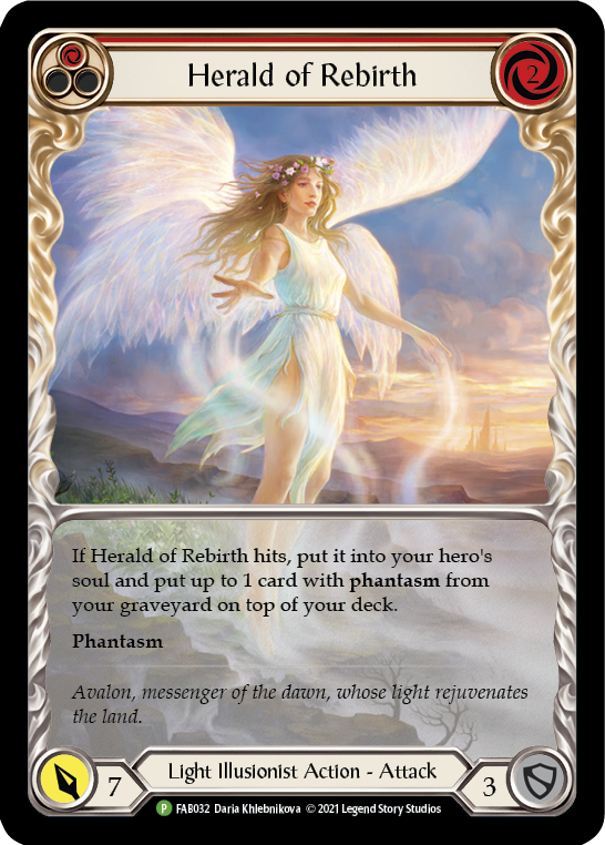 Herald of Rebirth (Red) [FAB032] (Promo)  Rainbow Foil | I Want That Stuff Brandon