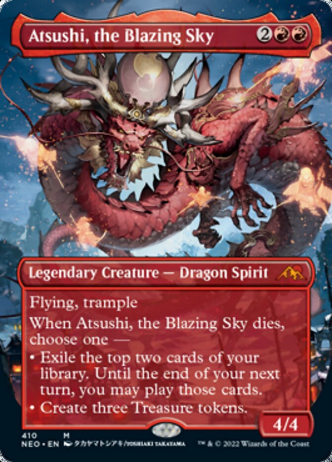 Atsushi, the Blazing Sky (Borderless Alternate Art) [Kamigawa: Neon Dynasty] | I Want That Stuff Brandon