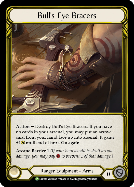 Bull's Eye Bracers (Golden) [FAB102] (Promo)  Cold Foil | I Want That Stuff Brandon