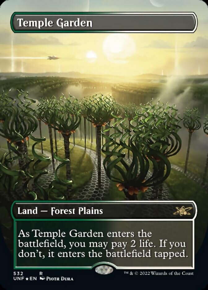 Temple Garden (Borderless) (Galaxy Foil) [Unfinity] | I Want That Stuff Brandon