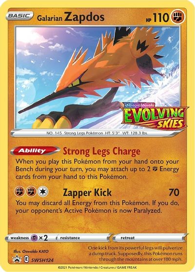 Galarian Zapdos (SWSH124) (Prerelease Promo) [Sword & Shield: Black Star Promos] | I Want That Stuff Brandon