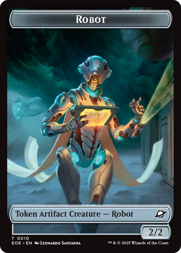 Robot // Emblem - Tezzeret, Cruel Captain Double-Sided Token [Edge of Eternities Tokens] | I Want That Stuff Brandon