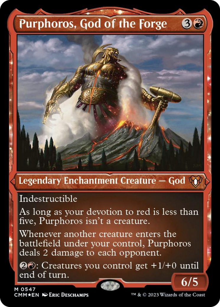 Purphoros, God of the Forge (Foil Etched) [Commander Masters] | I Want That Stuff Brandon