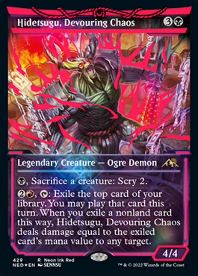 Hidetsugu, Devouring Chaos (Neon Ink Red) [Kamigawa: Neon Dynasty] | I Want That Stuff Brandon