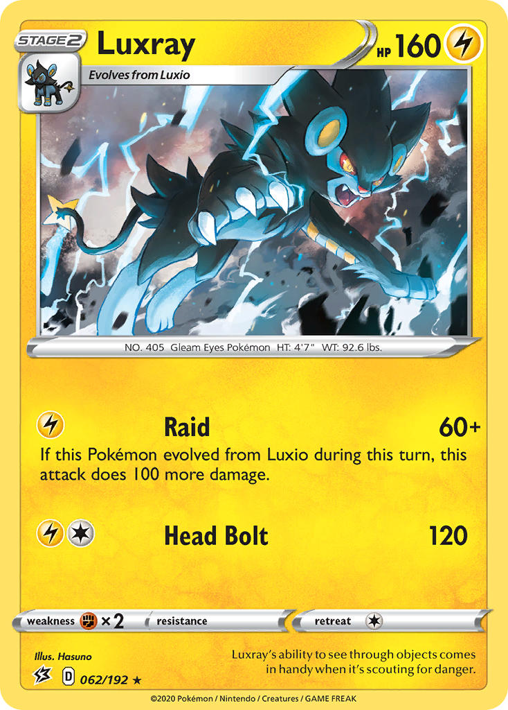 Luxray (062/192) (Theme Deck Exclusive) [Sword & Shield: Rebel Clash] | I Want That Stuff Brandon