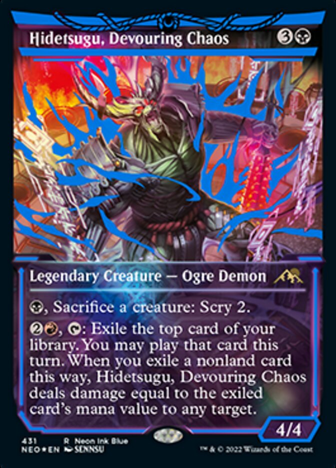 Hidetsugu, Devouring Chaos (Neon Ink Blue) [Kamigawa: Neon Dynasty] | I Want That Stuff Brandon