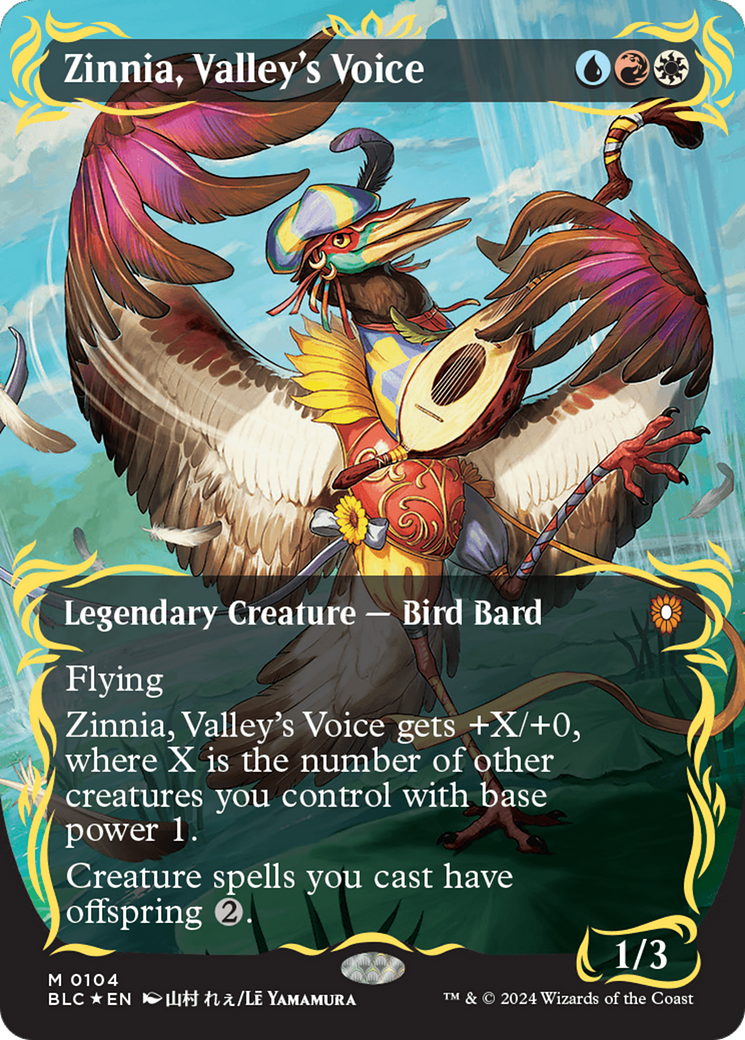 Zinnia, Valley's Voice (Borderless) (Raised Foil) [Bloomburrow Commander] | I Want That Stuff Brandon